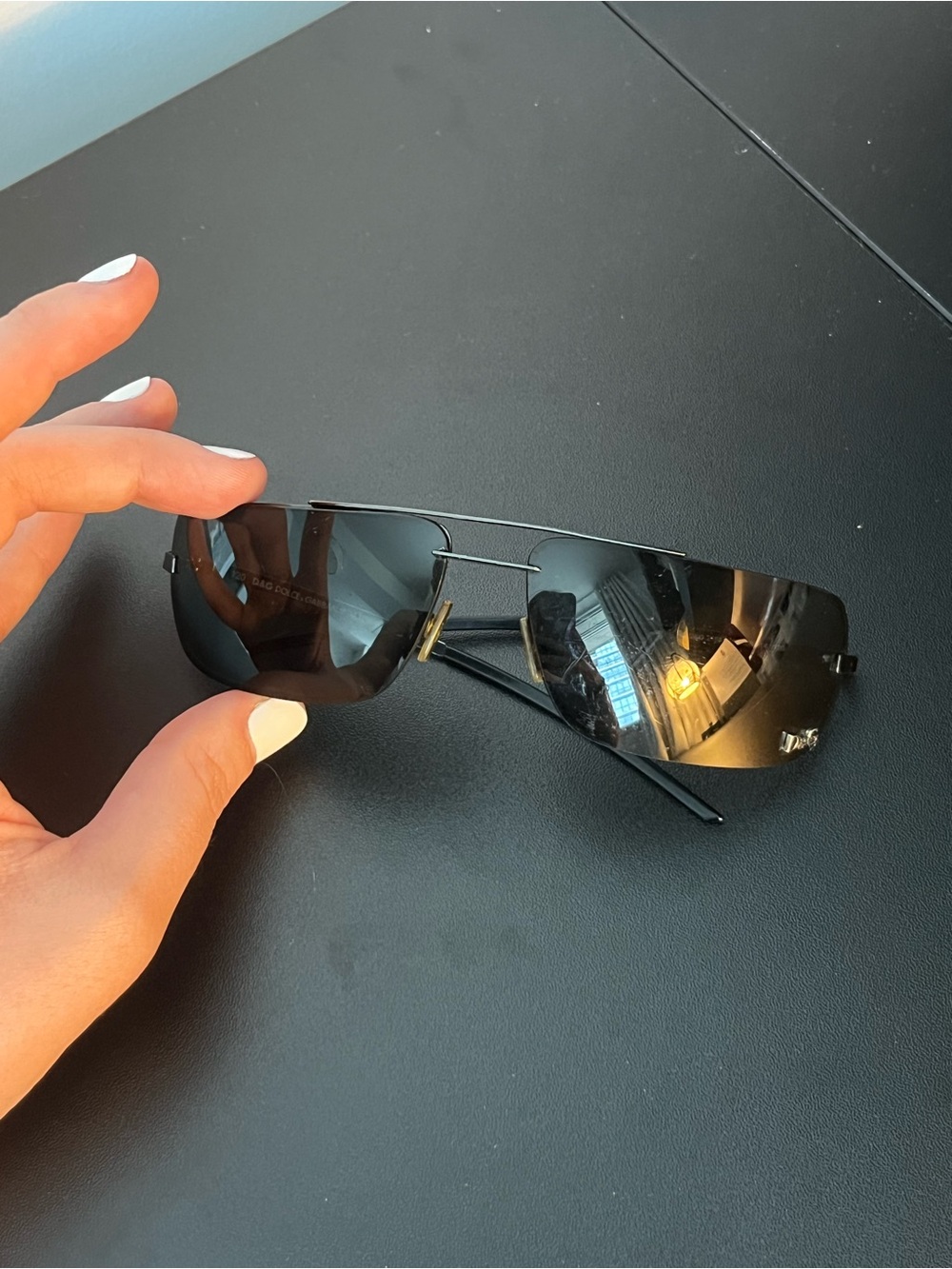 Vintage Dolce & Gabbana Black Metal Rimless Sunglasses